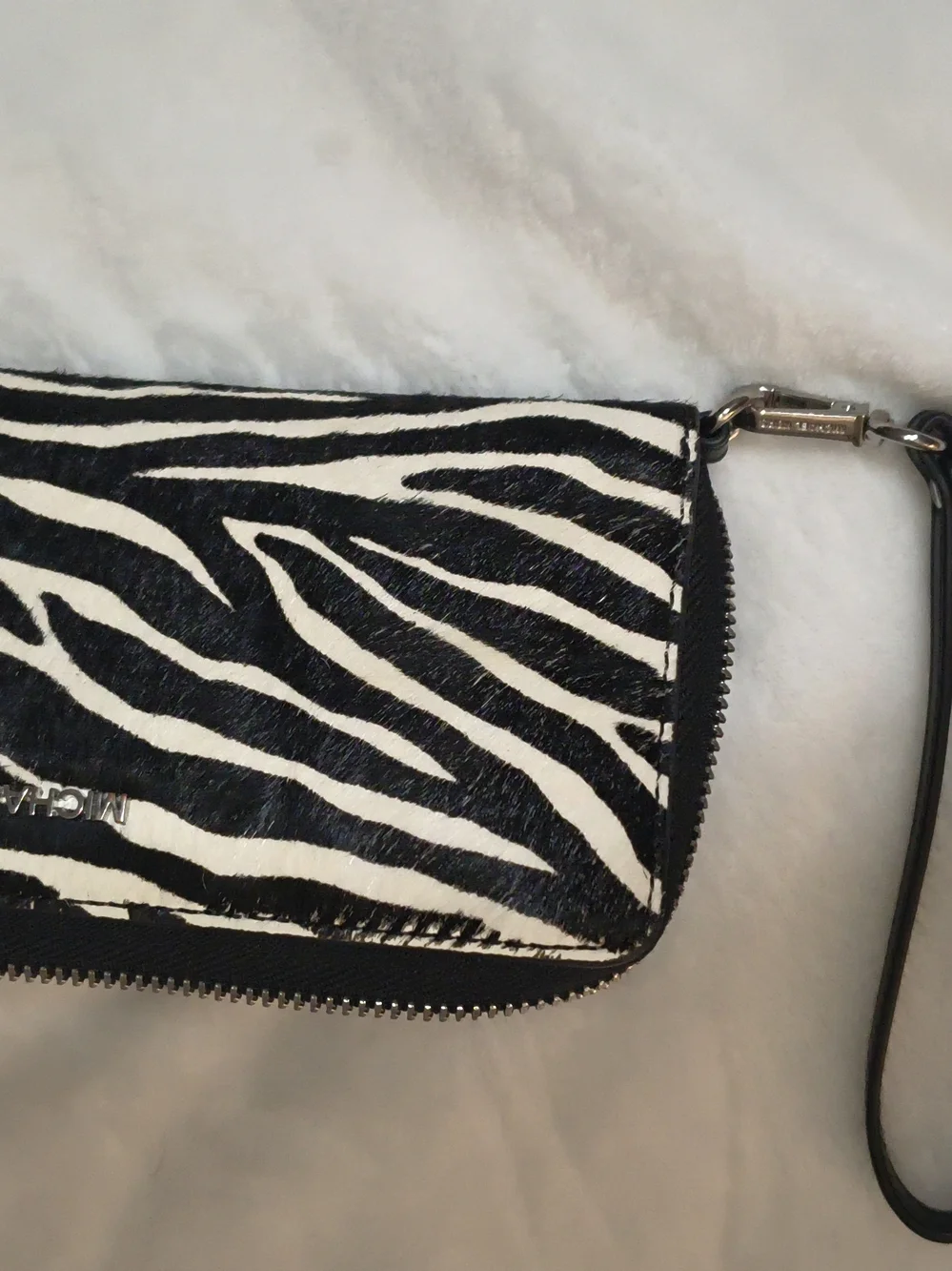Michael Kors Black Zebra-Accent Tote Bag Includes Wallet Keychain - Picture 10 of 14